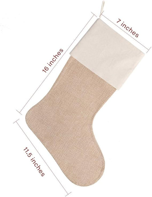 Personalized Stocking with Engraved Patch-Burlap/Jute