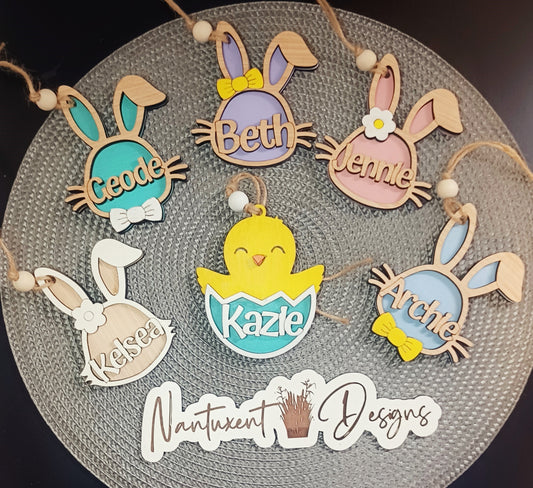 Easter Basket Tag-Bunny or Chick--Personalized