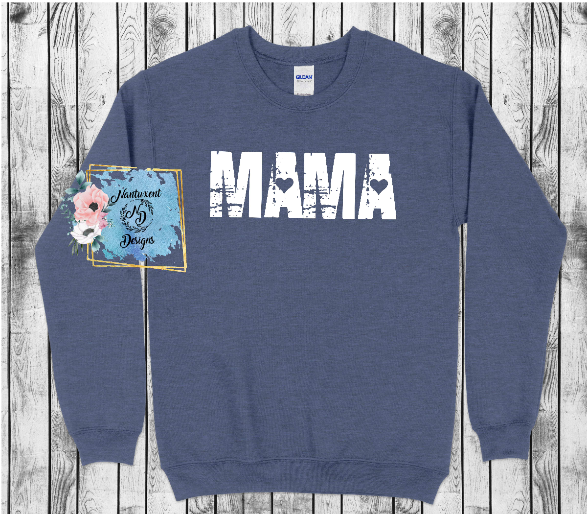 Mama-Distressed with Hearts