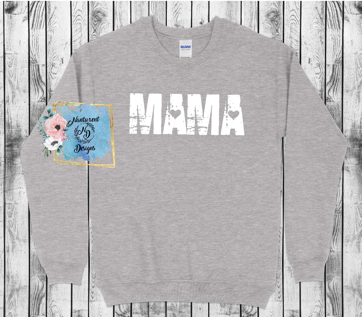 Mama-Distressed with Hearts